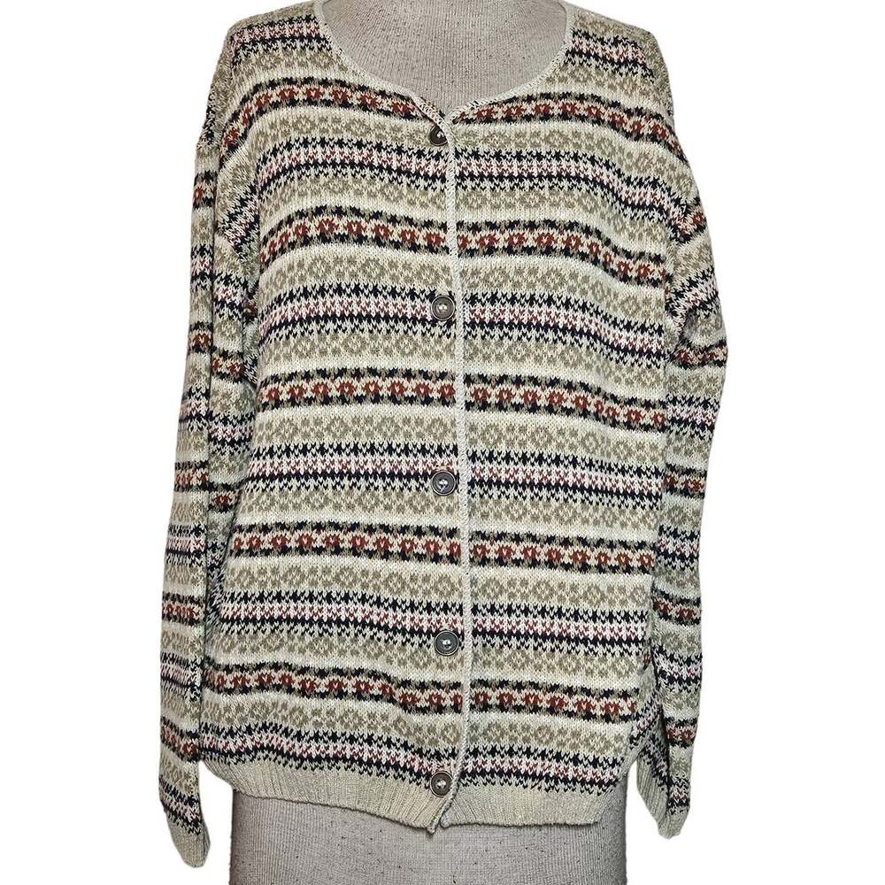 Binghamton Knitting Co Made in the USA Striped Button Up Sweater Size Medium